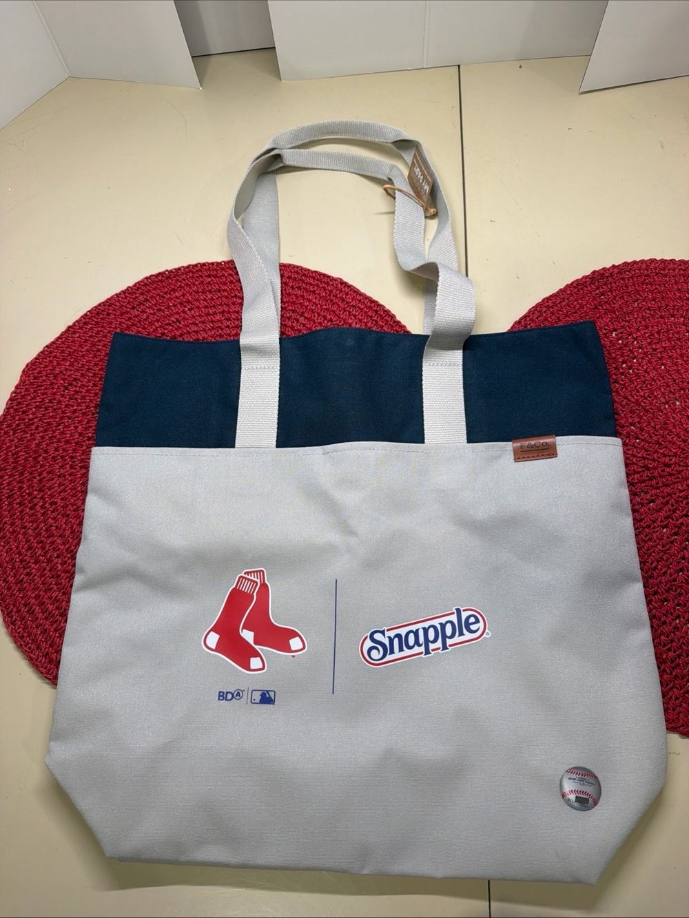 Snapple x Boston Red Sox Gray and Navy Canvas Tote Bag
